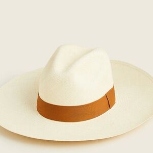 ✨NWT J. Crew Genuine Panama Hat M/L Natural Straw and Caramel